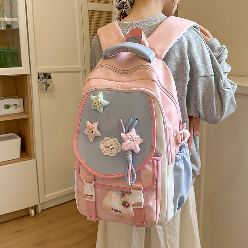 Korean version of Little Star schoolbag, girls' Instagram dopamine Schoolgirl style backpack, large-capacity student casual backpack full figure