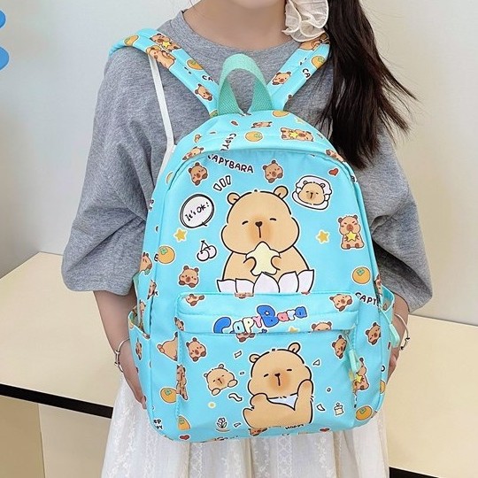 A new large-capacity backpack for students in grades 1-3, with a high level of appearance, fresh, sweet and cute Capibara backpack full figure