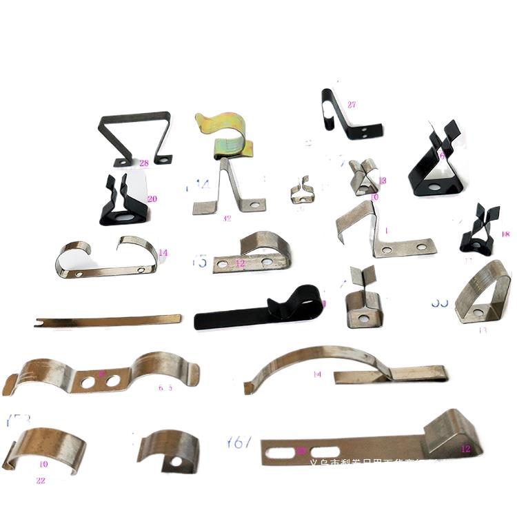 Stainless steel pipe clamp, bent high-elasticity spring piece, R elastic conductive one-time crimping wire, manganese steel fixed spring piece Item Picture