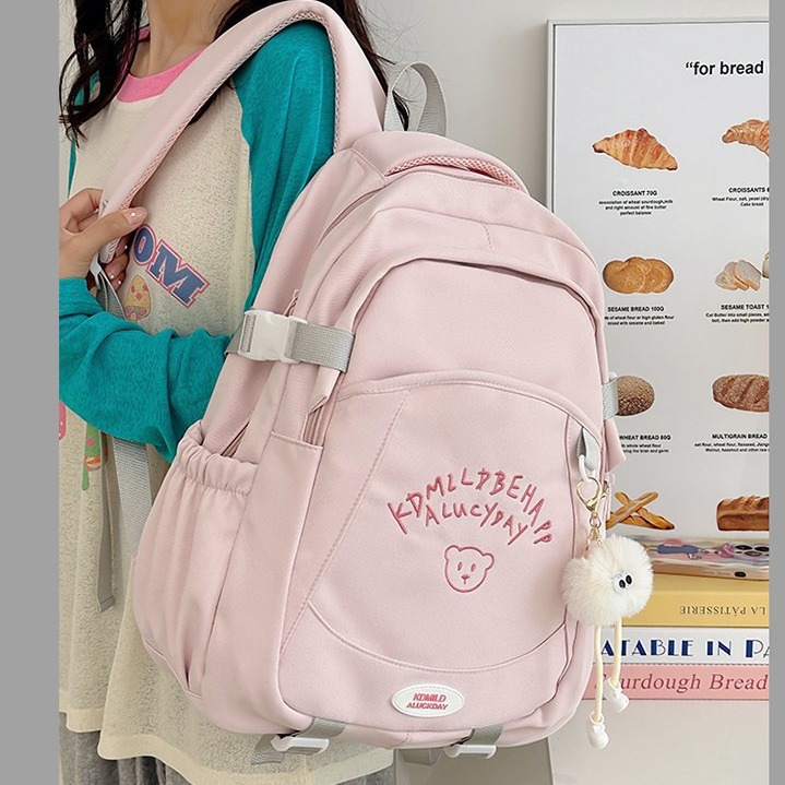 New schoolbag for girls, Japanese-style inS-style letter embroidery treasure, travel backpack for girls, versatile middle school backpack full figure