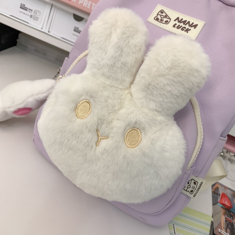 Cute little rabbit cartoon backpack, new outing doll small backpack, lightweight primary school student schoolbag for girls Specification drawing