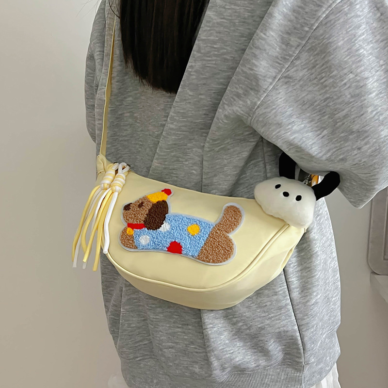 Cute Dachshund dumpling bag, versatile cartoon shoulder bag, casual shopping, simple and versatile student underarm bag details Picture