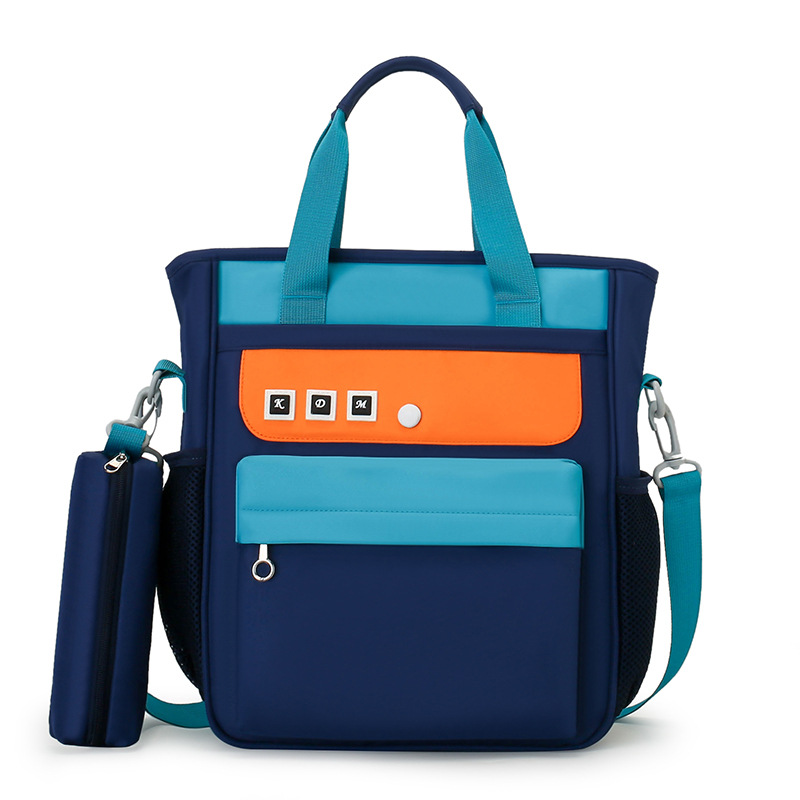 Large-capacity tutorial bags, color-blocking hand-held bags, student class backpacks, art bags, tutorial class children's crossbody bags Item Picture
