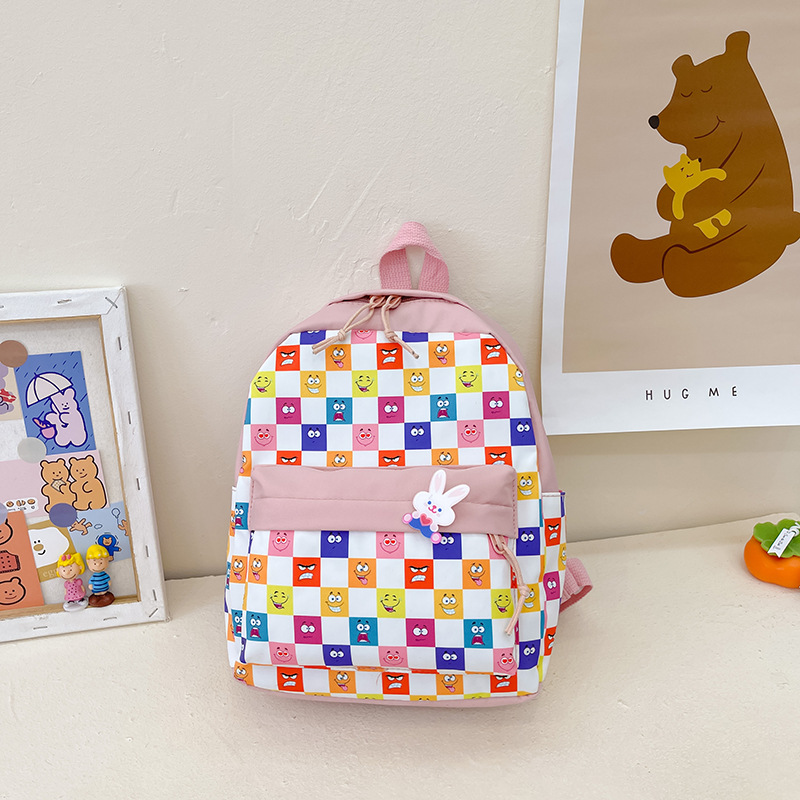 New Korean-style fashionable checkered Instagram backpacks for kindergarten students, stylish travel backpacks for boys and girls Specification drawing