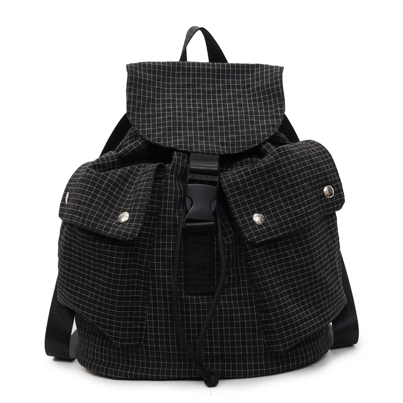 The new forest-themed ins high-appearance-level fresh checkered backpack is a lightweight and large-capacity backpack for women's mountain climbing and travel Item Picture