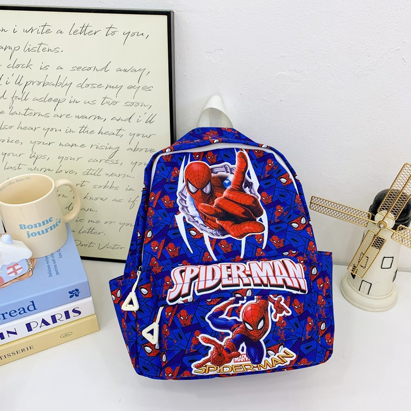 Cross-border Spider-Man primary school backpack, European and American cartoon and animation schoolbag, polyester 3D printed load-reducing children's backpack details Picture