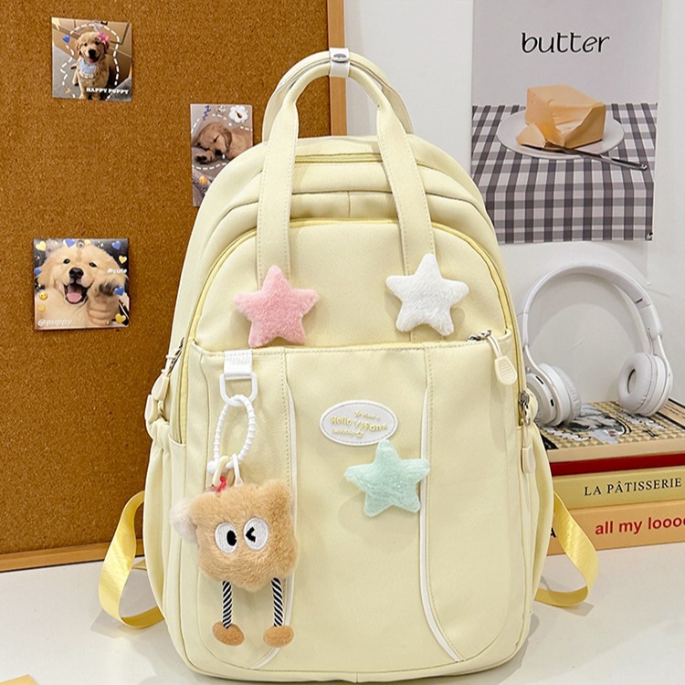 Korean version Star cute girl backpack, high school girl, high school student, large capacity, high appearance level backpack details Picture