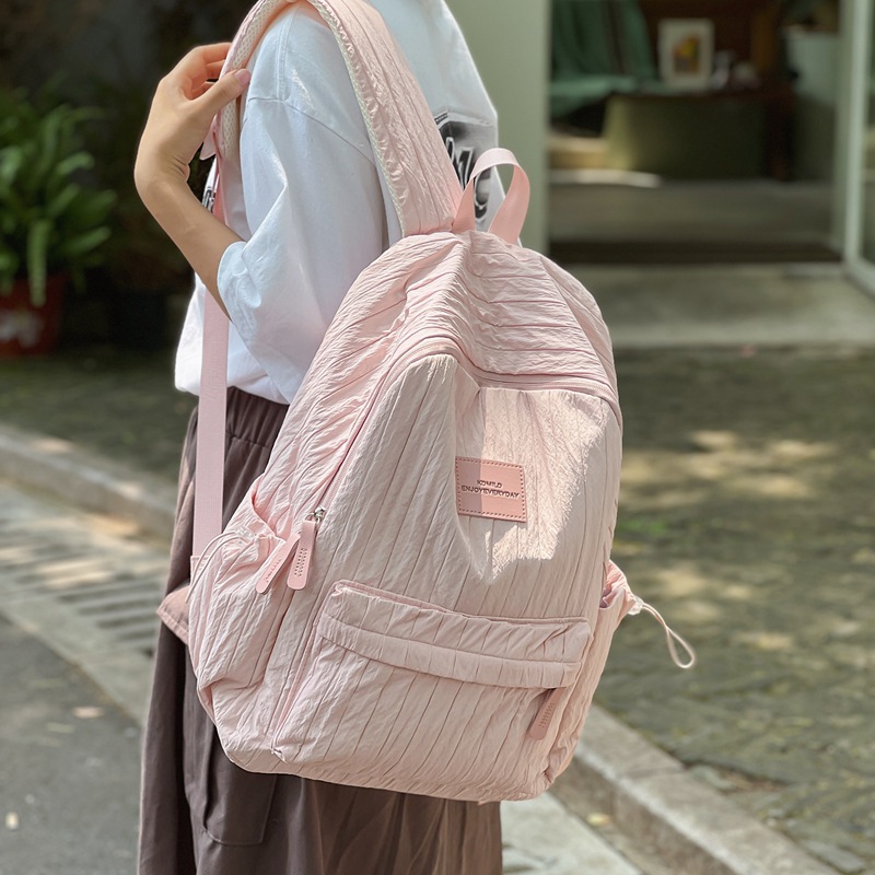 Korean-style laid-back schoolbag, simple and fresh college backpack, high appearance level, large-capacity backpack for junior high school girls details Picture