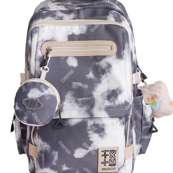 A new high-appearance-level, fresh and sweet tie-dyed color-blocking backpack from Japanese Instagram, a large-capacity backpack for female junior and senior high school students Item Picture