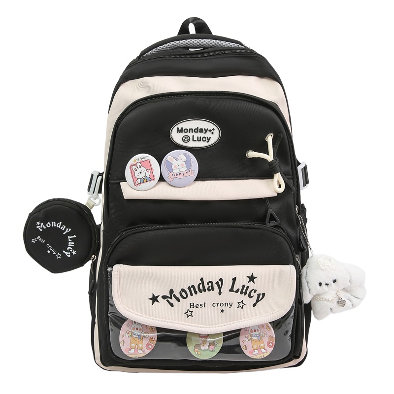 A new Japanese-style Instagram bag with a high level of appearance, fresh and sweet, and a color-blocking, lightweight, and large-capacity backpack Item Picture