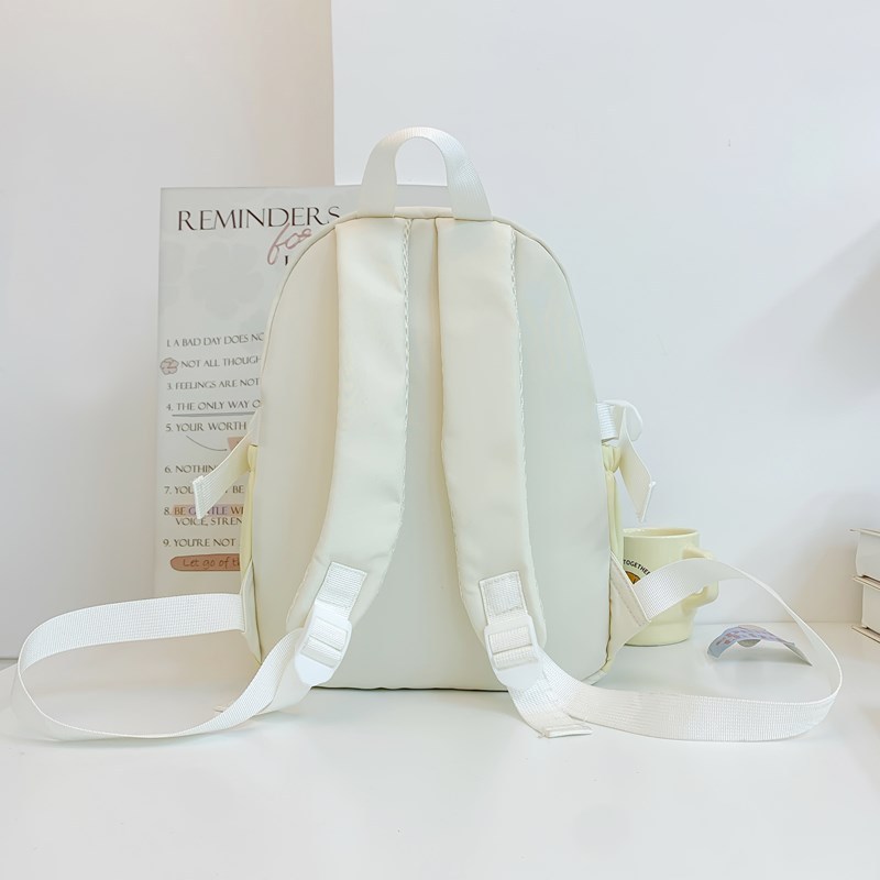 New spring lazy and personalized backpack for girls and students, large capacity for outings, cute schoolbag, cartoon print backpack Specification drawing