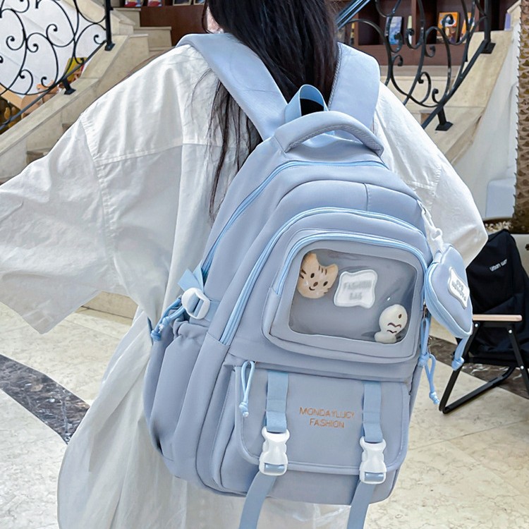 Japanese-style ins simple backpacks with pain layers, large-capacity multi-compartment schoolbags for junior and senior high school students, and casual travel backpacks details Picture