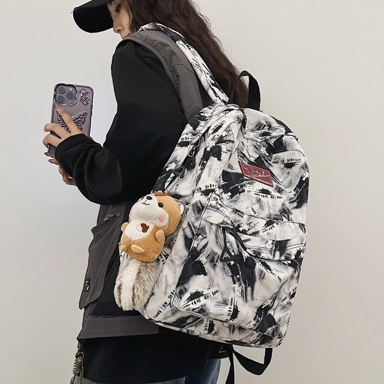 New trendy brand men's Instagram large-capacity Japanese-style printed graffiti, cool and personalized backpack for primary and secondary school students full figure