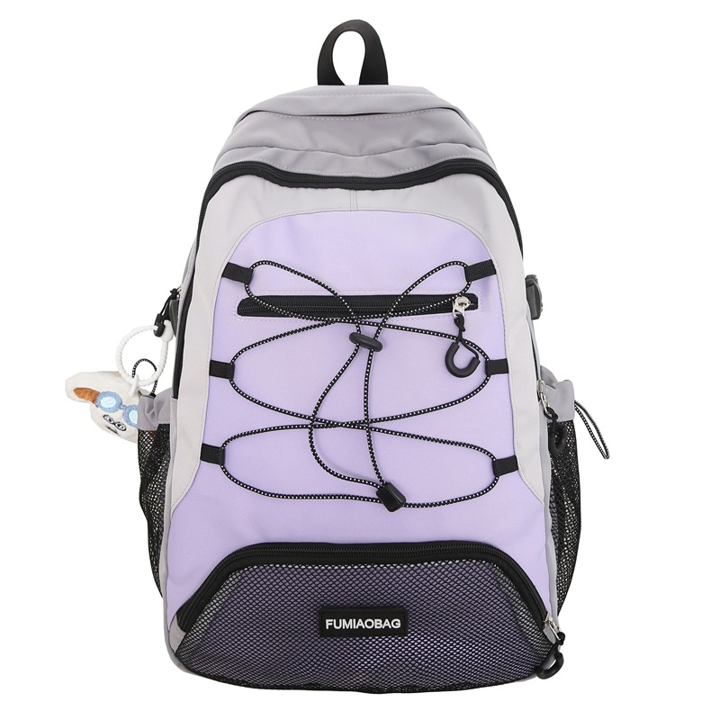 New color-blocking schoolbag, outdoor hiking backpack, casual retro, lightweight backpack for junior and senior high school students, computer backpack Item Picture