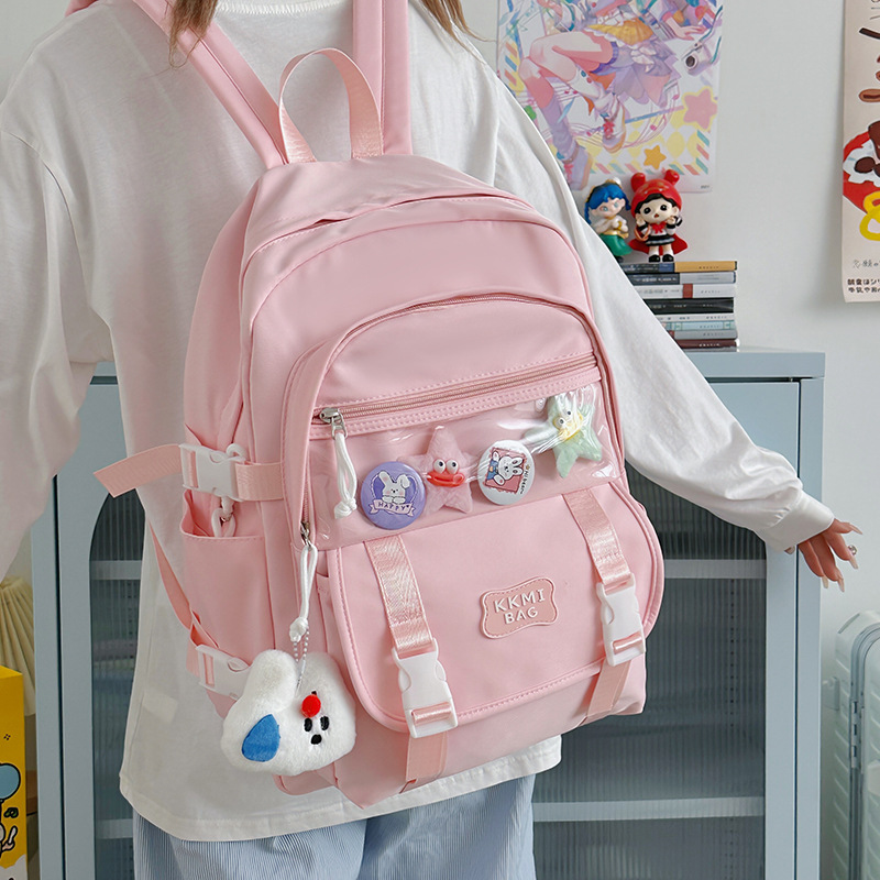 A new Korean-style ins backpack with a high level of appearance, fresh and sweet candy color, and a lightweight and large-capacity backpack for junior and senior high school students details Picture