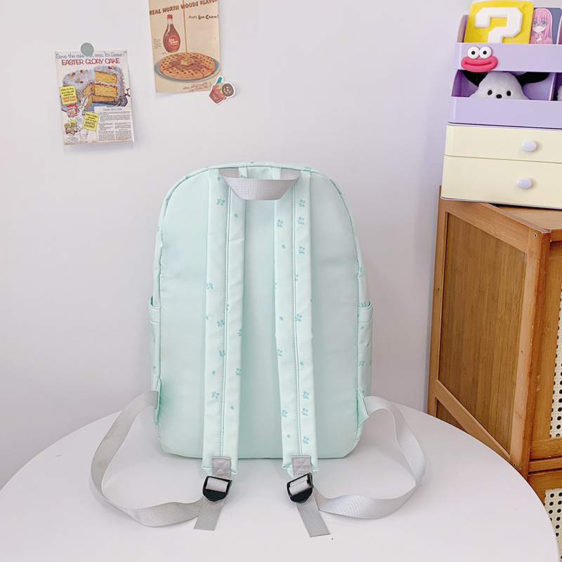 Fresh and light printed single-shoulder bag, high school and junior high school style schoolbag, bow girl backpack, Harajuku travel backpack Specification drawing