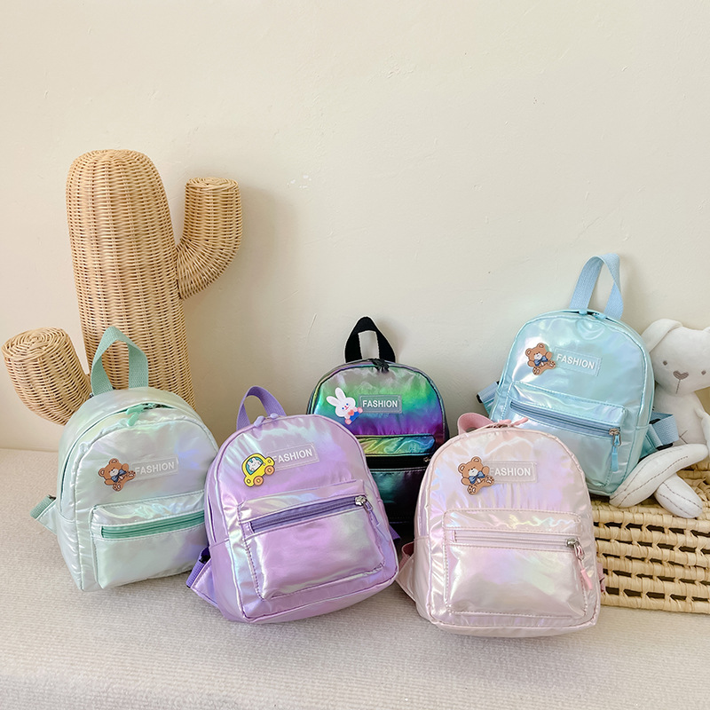 New fashionable and cute transparent backpack, cartoon children's laser colorful backpack, girls' travel schoolbag full figure