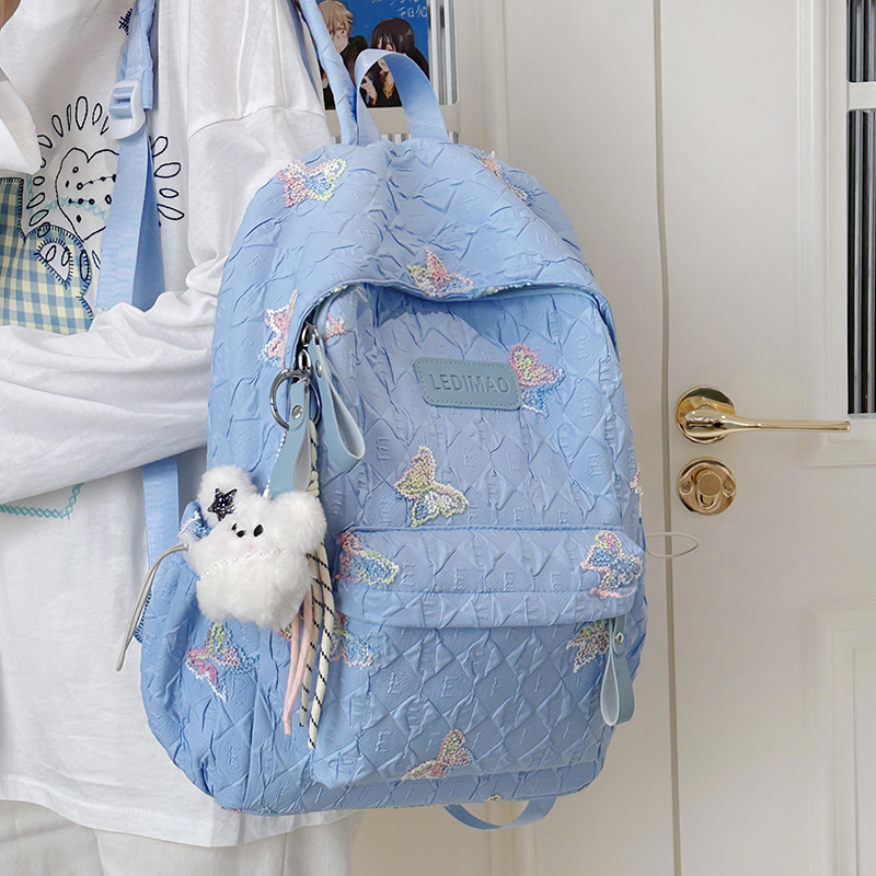 Instagram-style girls' schoolbags with high appearance standards, butterfly backpacks for junior and senior high school students, lightweight and lightweight girls' backpacks for primary school students details Picture