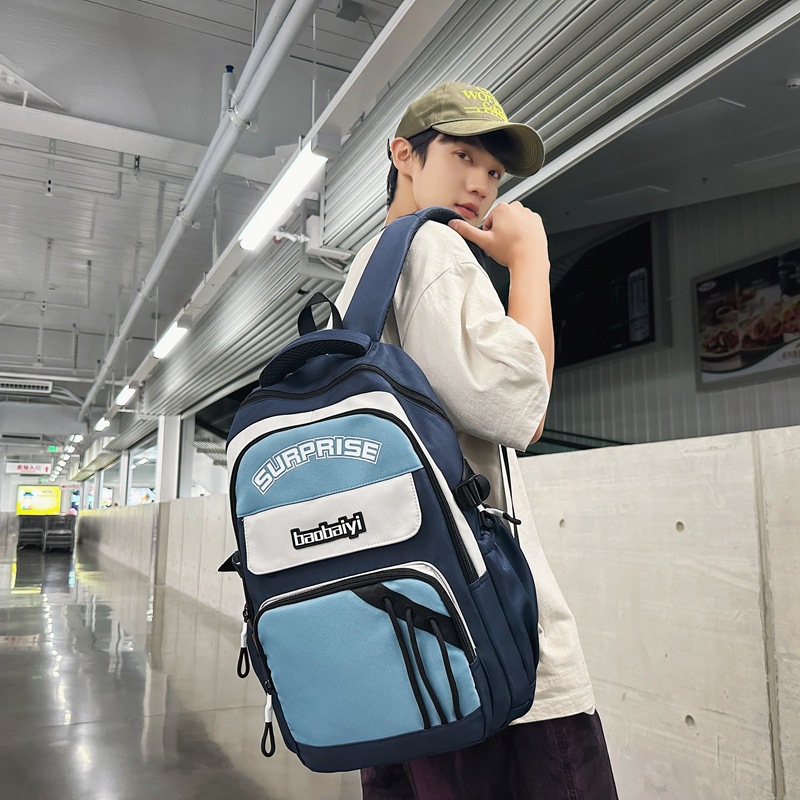 Large-capacity backpack for girls, a trendy backpack for high school students in 2024, a new sporty style schoolbag for junior high school students and college students for boys details Picture
