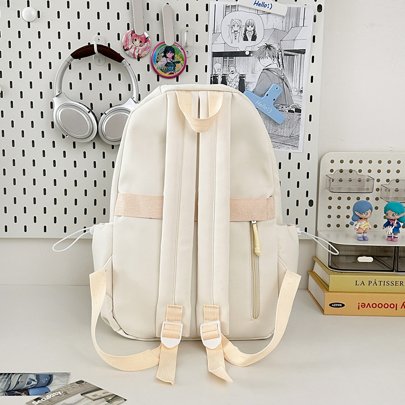 A new high-appearance-level letter-style backpack for couples in a solid color, casual, simple, lightweight and large-capacity backpack from the Korean version of Instagram Specification drawing