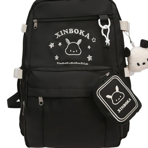 The new high-appearancelevel printed cute rabbit backpack is a casual, simple, lightweight and versatile backpack for high school and junior high school students, suitable for commuting Item Picture