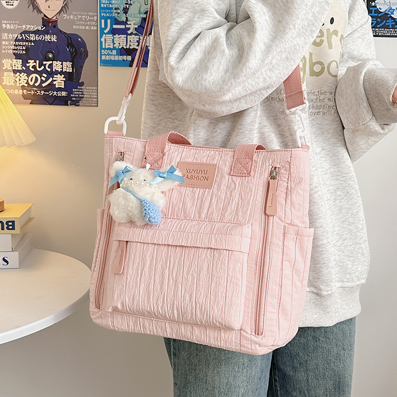 Simple and versatile, large-capacity single-shoulder bag, soft girl handbag, student tutorial and class bag, commuting tote bag details Picture