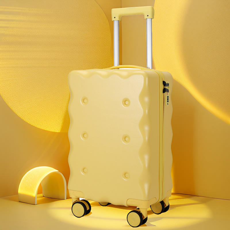 This is a new 18-inch lightweight carry-on suitcase for female students in 2024, featuring a zipper design and a high aesthetic appeal. It is a travel suitcase with a handle full figure