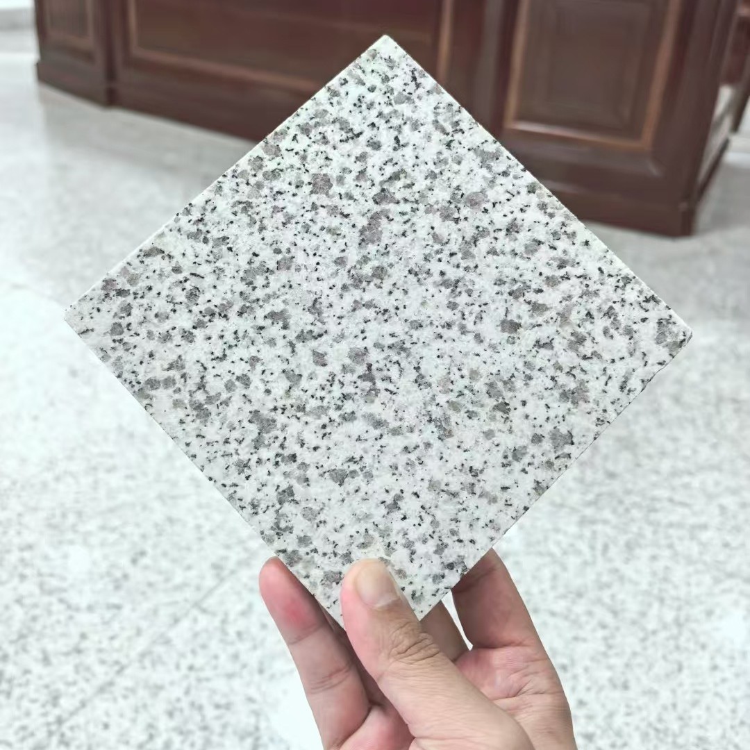 Sesame white granite sidewalk project outdoor road paving stone, white marble flamed slab stone manufacturer Specification drawing