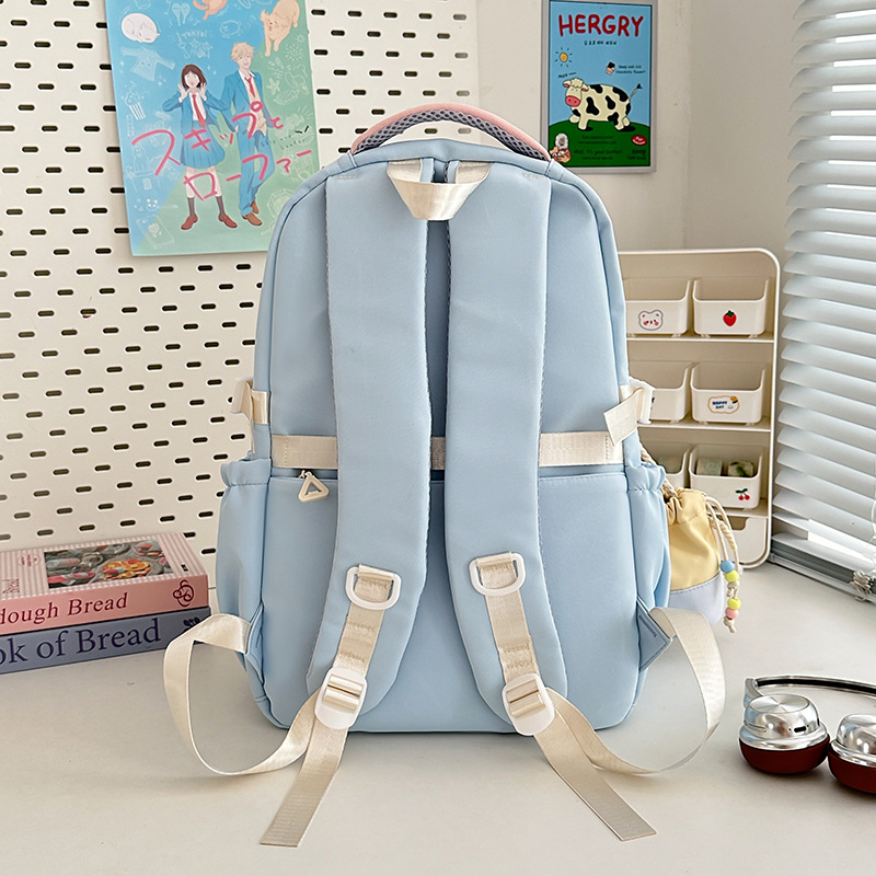 A new high-appearance-level Japanese ins fresh, sweet, transparent and pain-relieving backpack for junior and senior high school students with a large capacity Specification drawing