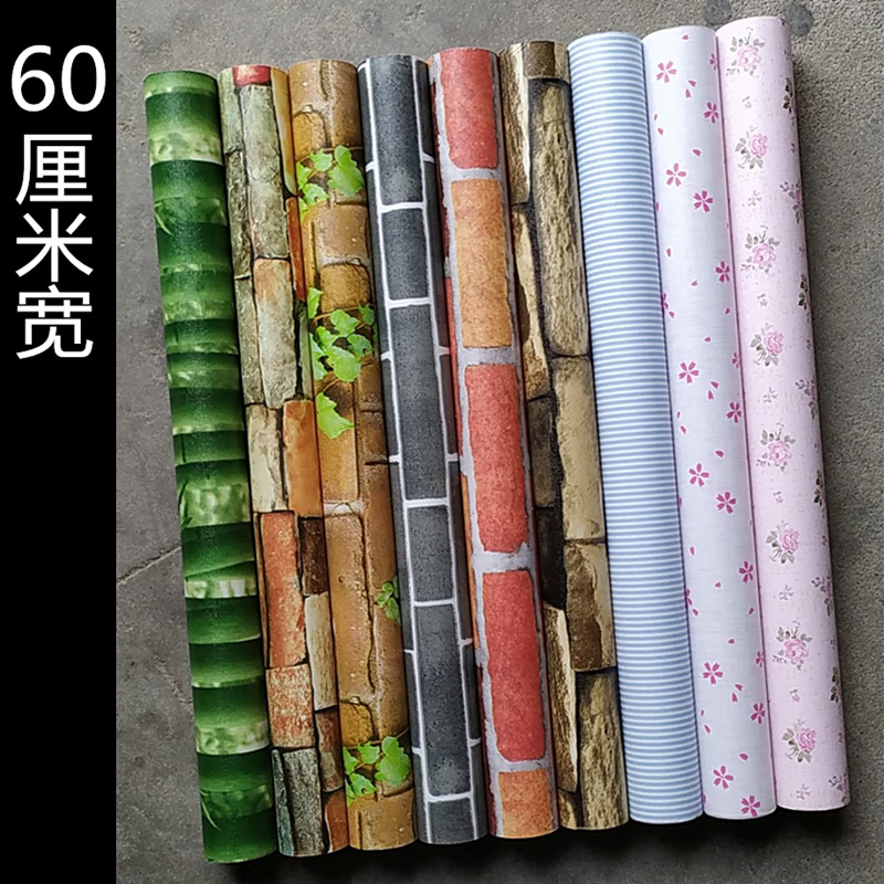 Self-adhesive wallpaper, wall tiles, self-pasted wallpaper, back adhesive, anti-brick, retro bamboo, tea ceremony, TV, back adhesive, wall renovation, 60mm wide full figure