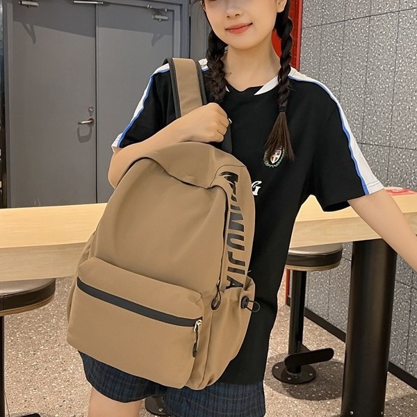 Forest-style ins soft girl, solid-colored girl, large-capacity backpack for junior high school students, high appearance level, macaron travel bag details Picture