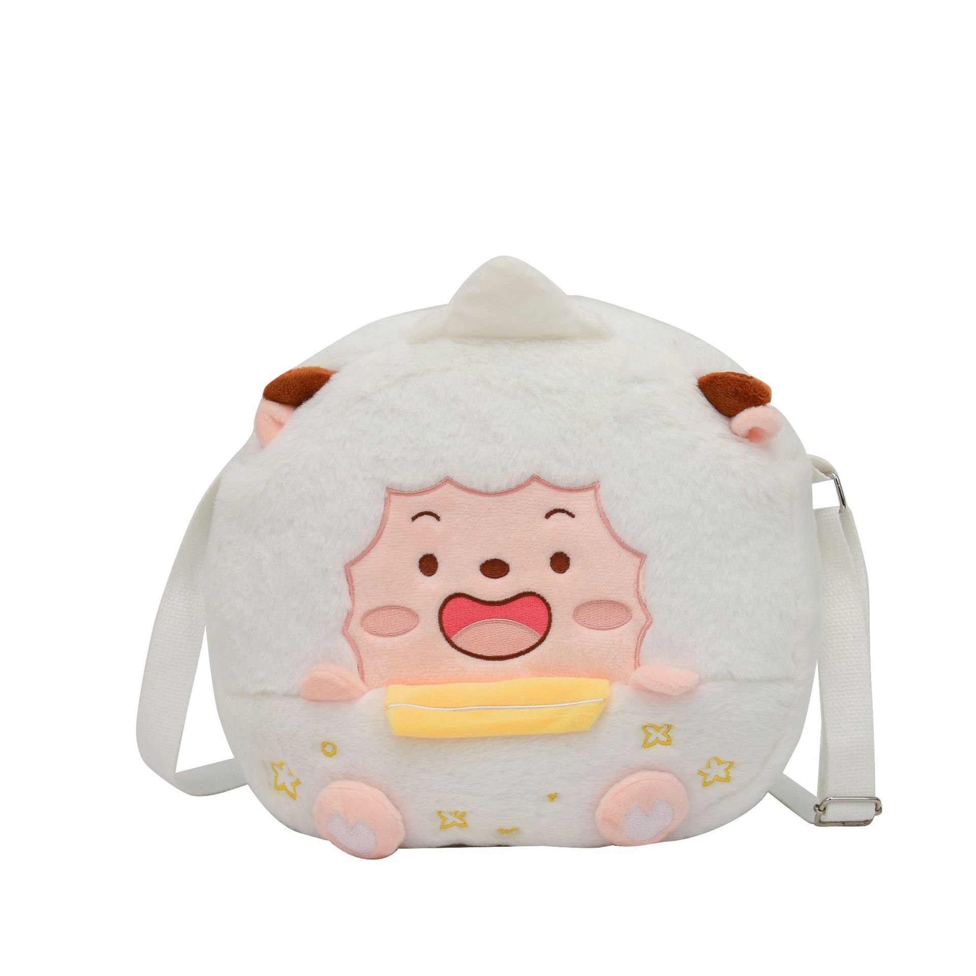 Little fairy, chubby and cute, cartoonish and fluffy, egg-shaped plush single-shoulder bag. Sweet and soft girl, go shopping with a crossbody bag Item Picture