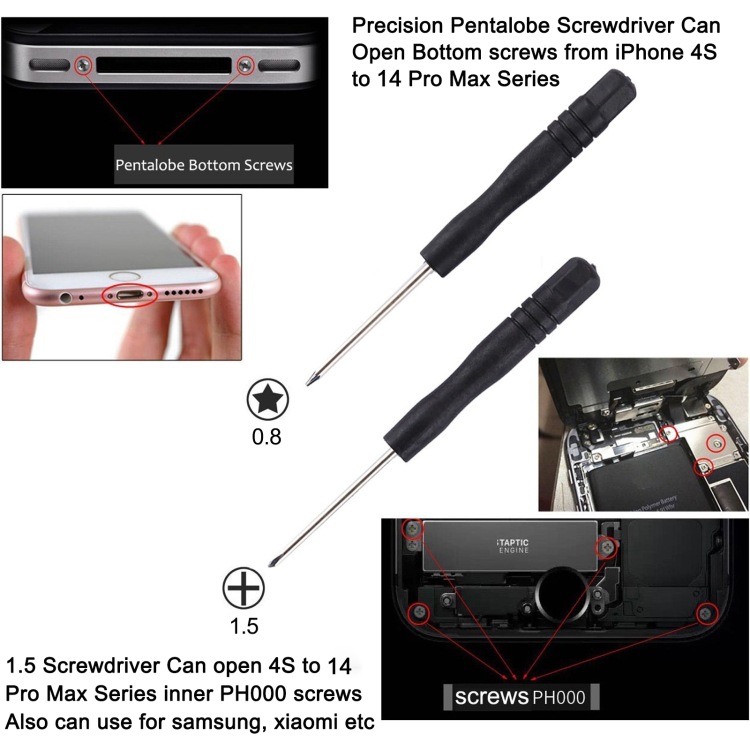 10-in-1 maintenance tools (4x screwdriver +2x crowbar +1x suction cup +2x triangular thick plate +sim card removal needle) Item Picture