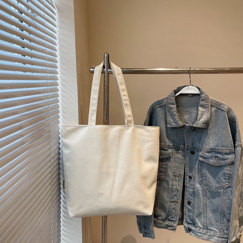 Casual canvas bag for women, large capacity 2025 new Korean version handbag, single-shoulder bag, student commuting tote bag for class Specification drawing