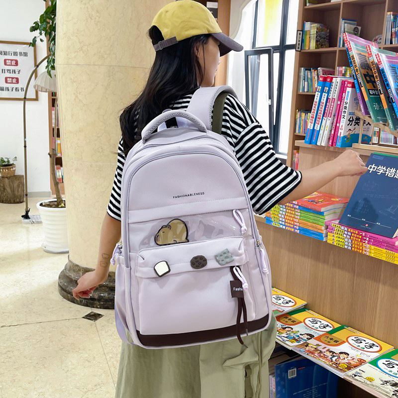 A new high-appeal, fresh macaron-colored backpack from Korean Instagram, a lightweight and large-capacity backpack for junior and senior high school students full figure