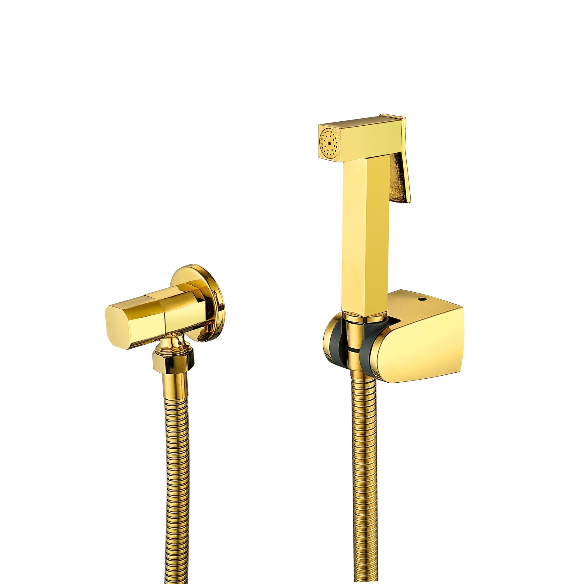All-copper titanium gold gold spray gun, women's washbasin, toilet set, companion pressurized nozzle, Angle valve, spray gun three-piece set Item Picture