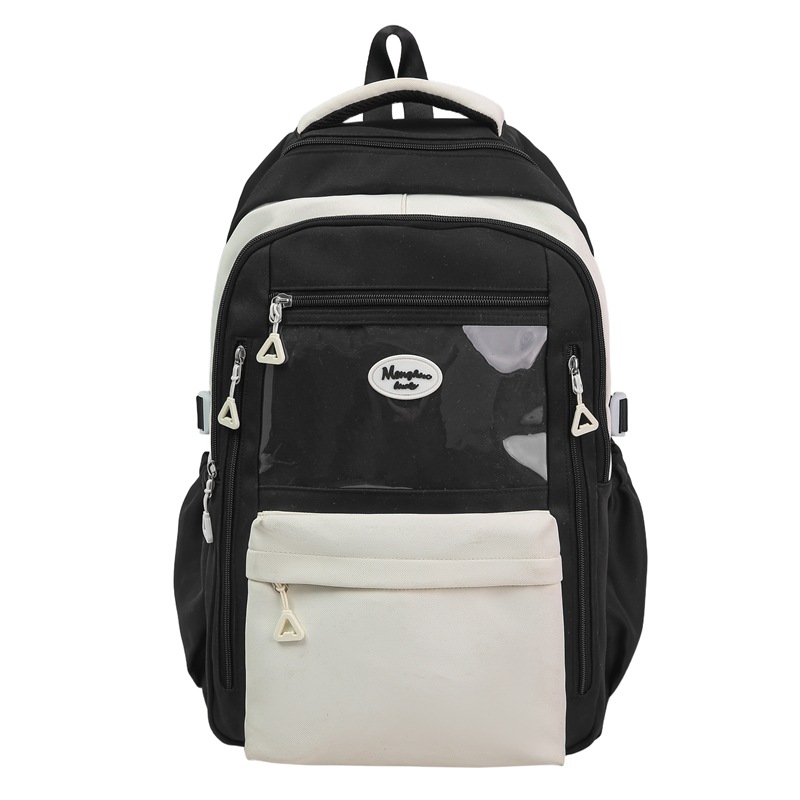 A new high-appeal Japanese-style ins fresh and sweet color-blocking backpack for junior and senior high school students, a casual and lightweight backpack Item Picture
