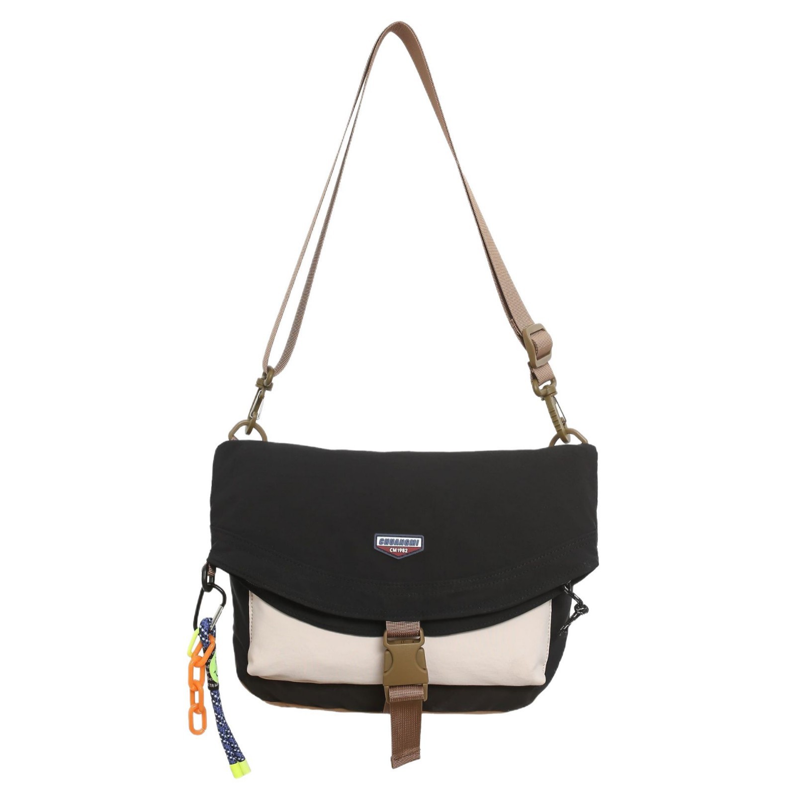 Outdoor travel crossbody small bag for female college students, casual backpack, cool flip cover with buckle, large capacity single-shoulder bag for men Item Picture