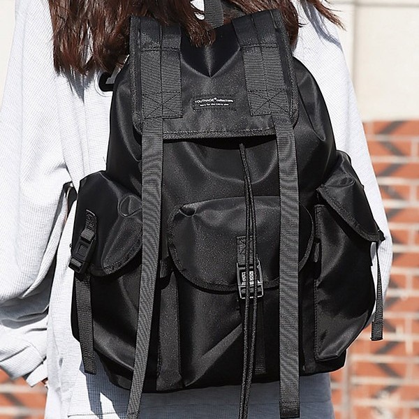 New Japanese streetwear brand backpacks: men's large-capacity schoolbags, women's student backpacks, computer bags, drawstring travel bags full figure