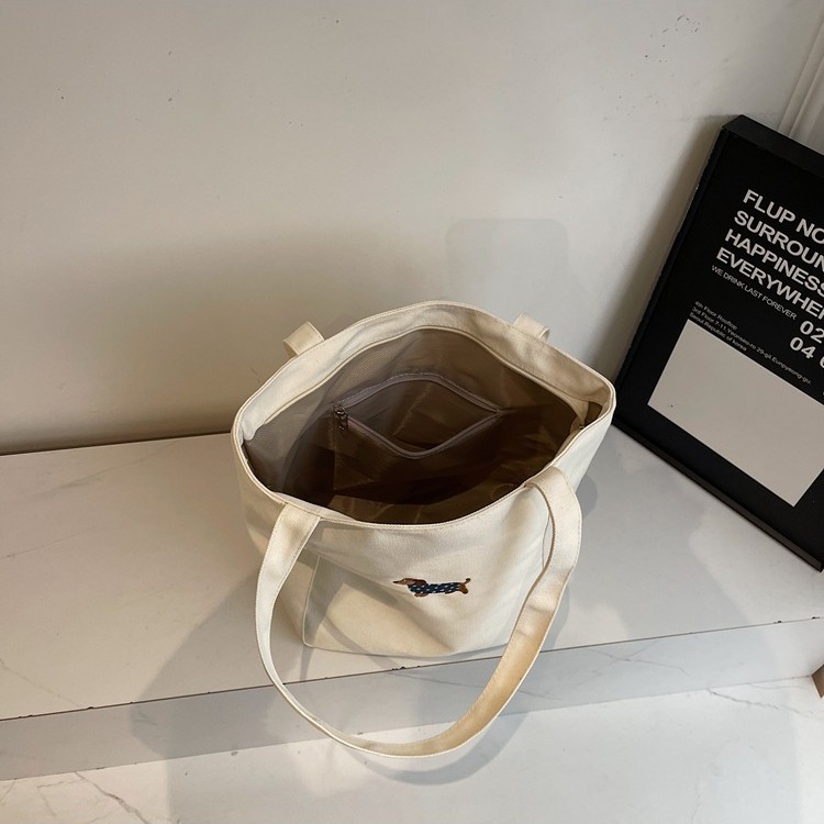 2025 New Korean InS-style simple canvas bag, large-capacity bucket bag, casual and versatile student single-shoulder bag Specification drawing
