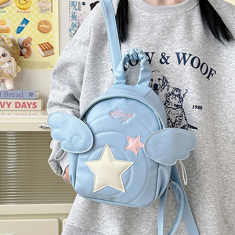 New niche design, sweet girl's unique shopping backpack, ballet style, cute star wings, adorable baby travel backpack full figure