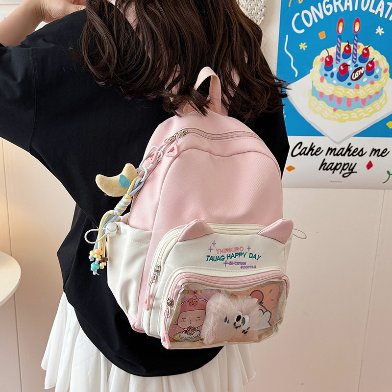 A new Japanese-style high-appearance-level college style sweet and cute backpack for girls, middle and primary school students, and a versatile backpack for commuting details Picture