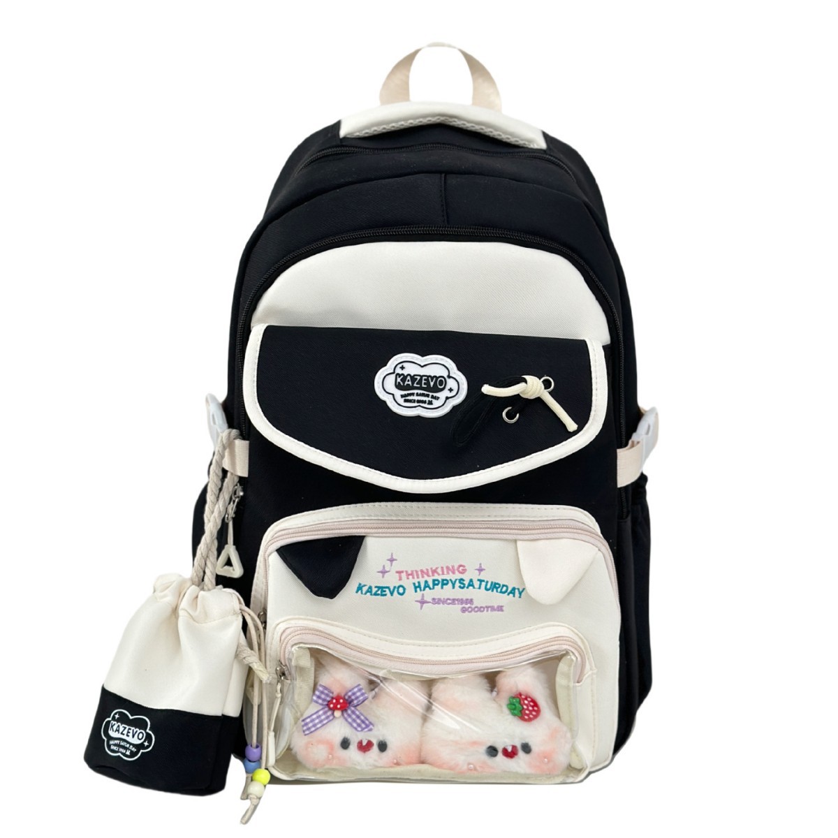 New Japanese large-capacity multi-compartment schoolbag, fashionable girl backpack, cute transparent tutorial bag, niche backpack Item Picture