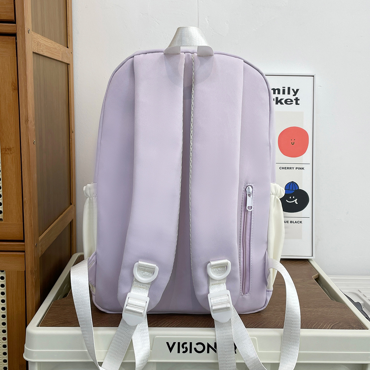 Korean-style sweet schoolbags for junior and senior high school students, simple and versatile, large-capacity backpacks, cute and casual, multi-layered single-shoulder bags Specification drawing