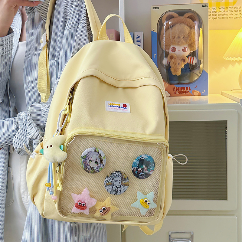 Japanese-style transparent backpack for girls, fresh and soft girl backpack for middle school students, school-style girl solid color schoolbag Application Scenario