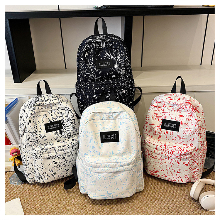 2025 New trendy schoolbag with Korean-style printed graffiti, large-capacity backpack, suitable for both men and women Application Scenario