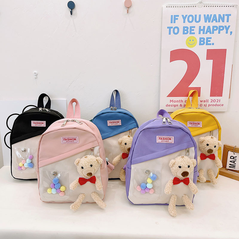 The 2024 new style of children's cartoon bear backpack is a trendy backpack for girls' outings and a small schoolbag for girls to go to school full figure