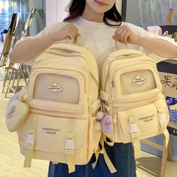 Schoolbag, high school girls' appearance level pain bag, large-capacity backpack for junior and senior high school students, Japanese-style girl style, simple backpack for college students full figure