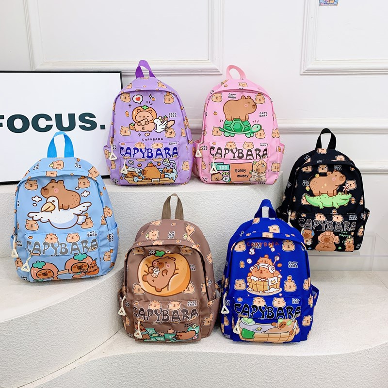 Capibala Cute Printed Children's Schoolbag 2025 New large-capacity lightweight backpack for Primary School students to protect the spine full figure