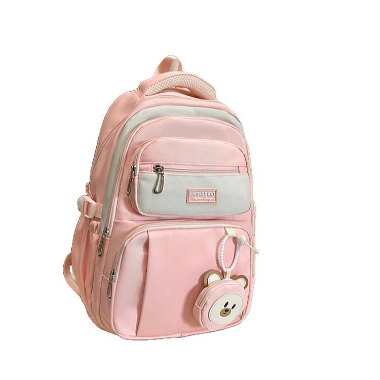 The new schoolbag for primary school girls is cute and fresh, with a light burden and back support. It is also a lightweight and large-capacity backpack for junior high school students Item Picture